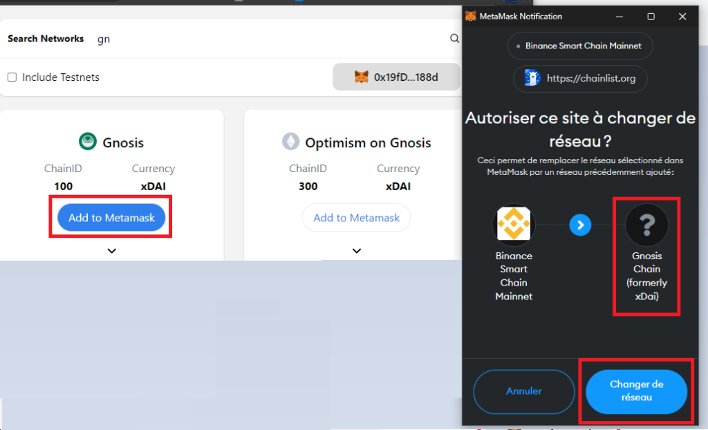 Ajout du réseau Gnosis à Metamask