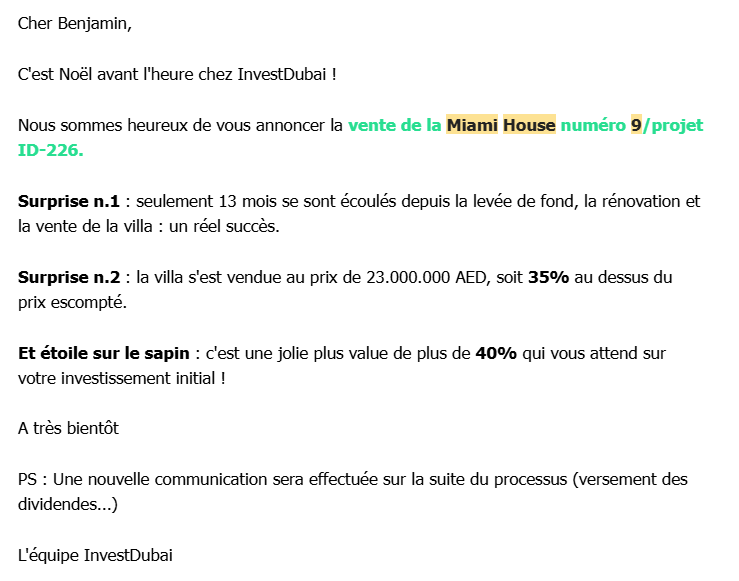 Courriel InvestDubai vente MH9